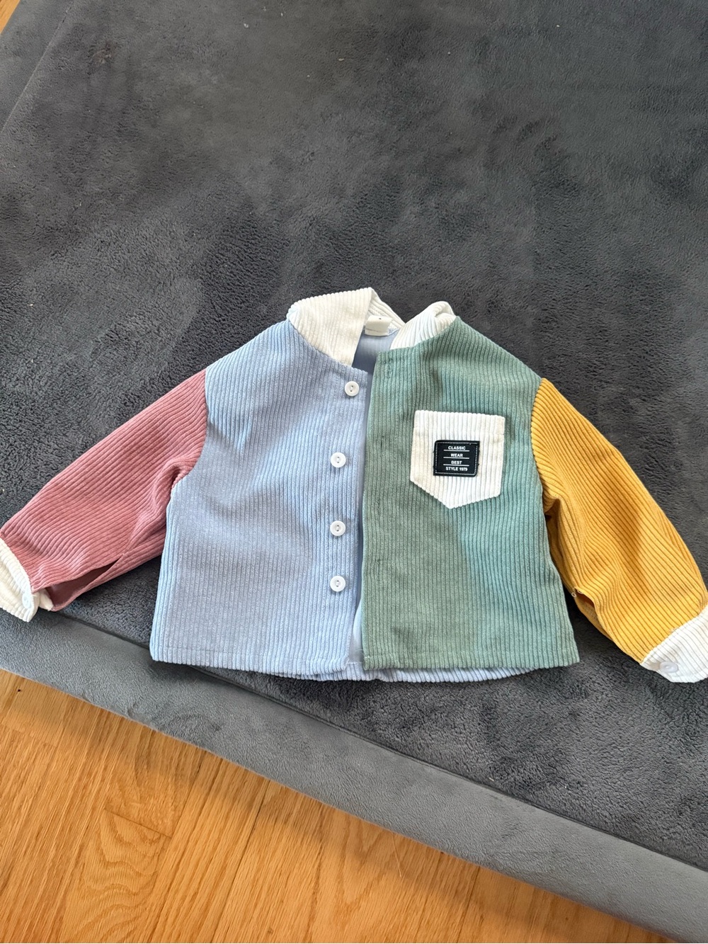 SHEIN Multicolor Corduroy Kids Jacket in Blue, Green, Pink & Yellow